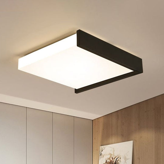 Modern Nordic LED Ceiling Light with Acrylic Square Design in Black and White