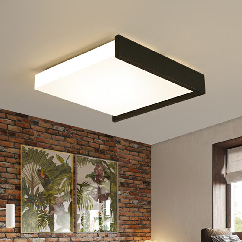 Modern Nordic LED Ceiling Light with Acrylic Square Design in Black and White