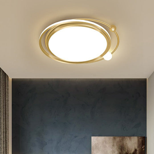 Contemporary Ultrathin Gold Flush Mount LED Ceiling Light for Bedroom