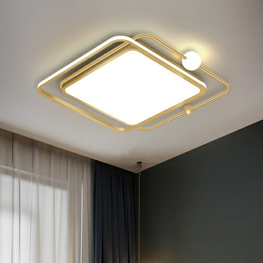 Contemporary Ultrathin Gold Flush Mount LED Ceiling Light for Bedroom