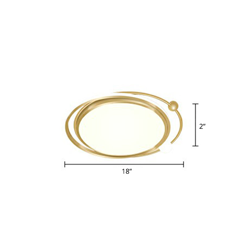 Contemporary Ultrathin Gold Flush Mount LED Ceiling Light for Bedroom