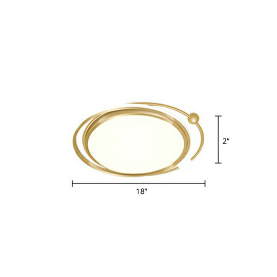 Contemporary Ultrathin Gold Flush Mount LED Ceiling Light for Bedroom