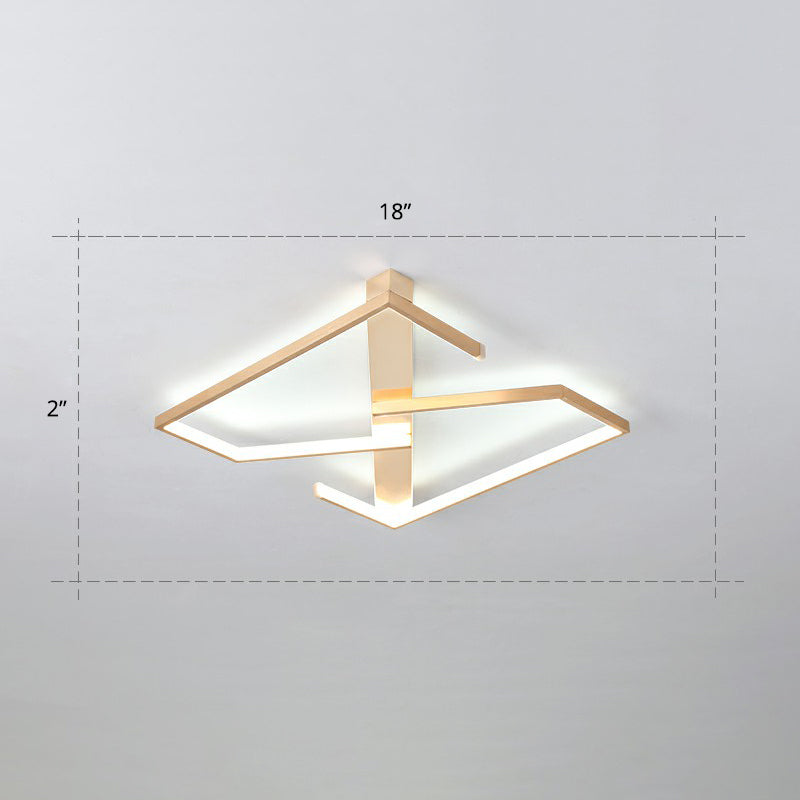 Z-Like Ceiling Mounted LED Flush Mount in Gold - Simplicity Metal Bedroom Light Fixture