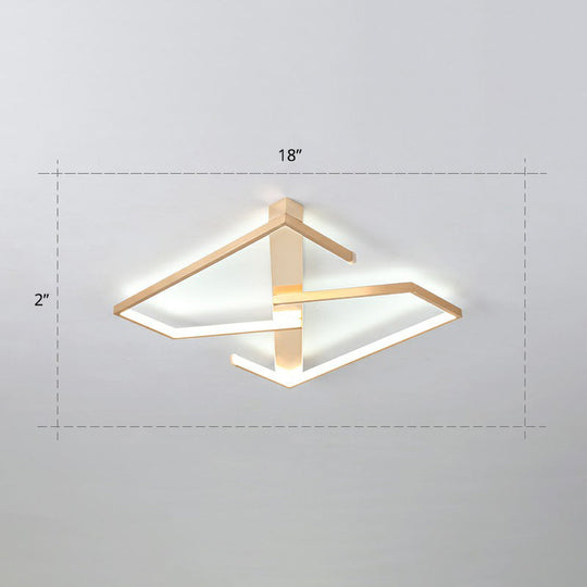 Z-Like Ceiling Mounted LED Flush Mount in Gold - Simplicity Metal Bedroom Light Fixture