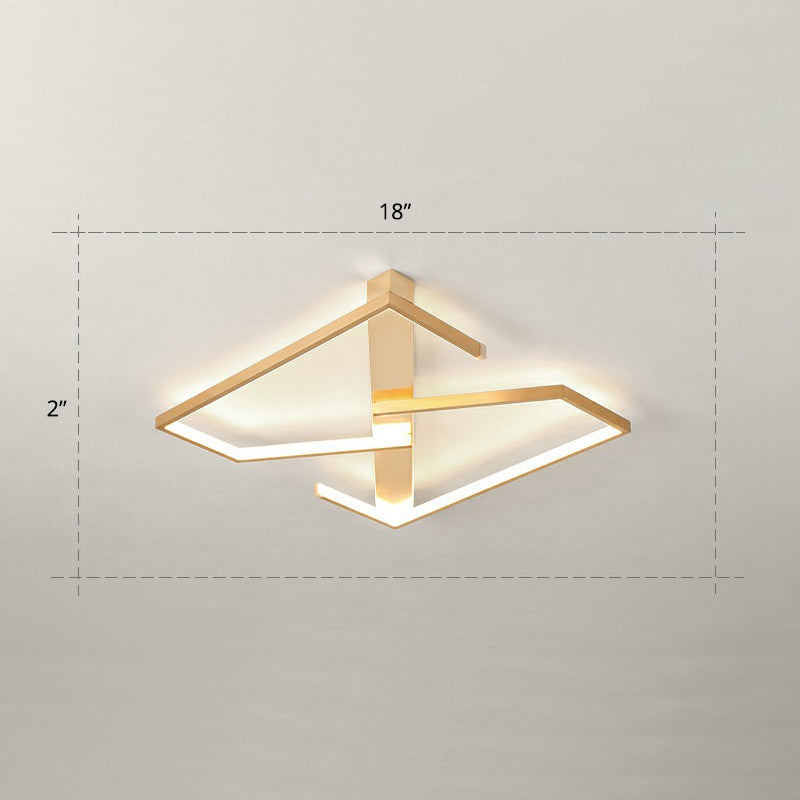 Z-Like Ceiling Mounted LED Flush Mount in Gold - Simplicity Metal Bedroom Light Fixture
