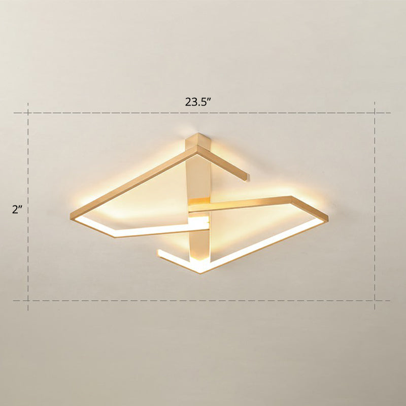 Z-Like Ceiling Mounted LED Flush Mount in Gold - Simplicity Metal Bedroom Light Fixture