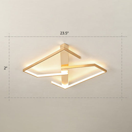 Z-Like Ceiling Mounted LED Flush Mount in Gold - Simplicity Metal Bedroom Light Fixture
