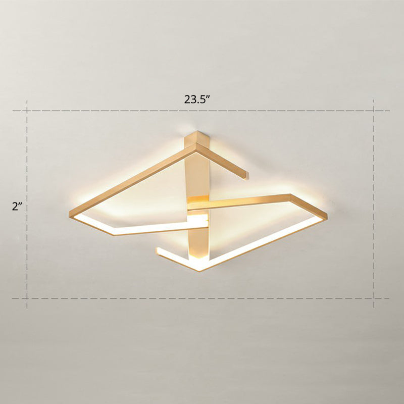 Z-Like Ceiling Mounted Led Flush Mount In Gold - Simplicity Metal Bedroom Light Fixture / 23.5