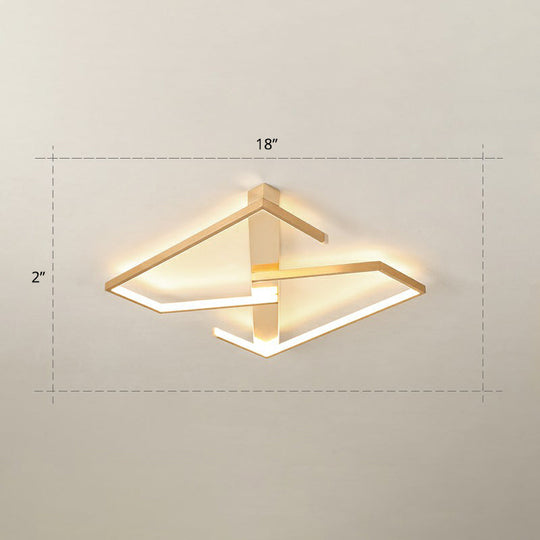 Z-Like Ceiling Mounted LED Flush Mount in Gold - Simplicity Metal Bedroom Light Fixture