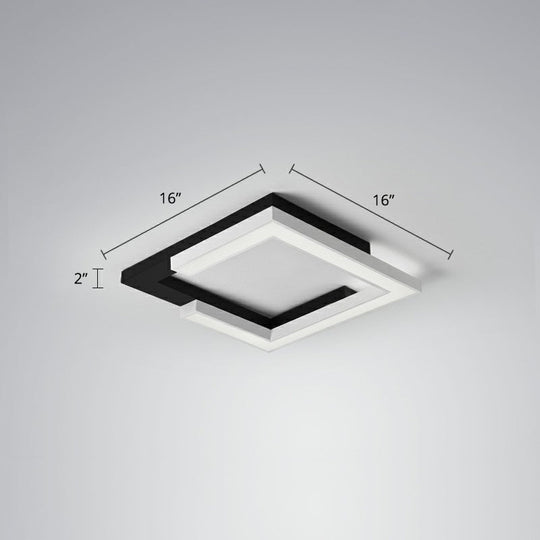 Nordic Style Square Acrylic LED Ceiling Lamp - Minimalist Black and White Flush Mount Lighting for Living Room