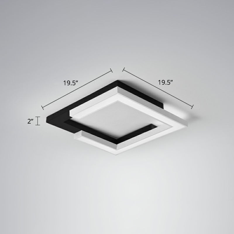 Nordic Style Square Acrylic LED Ceiling Lamp - Minimalist Black and White Flush Mount Lighting for Living Room