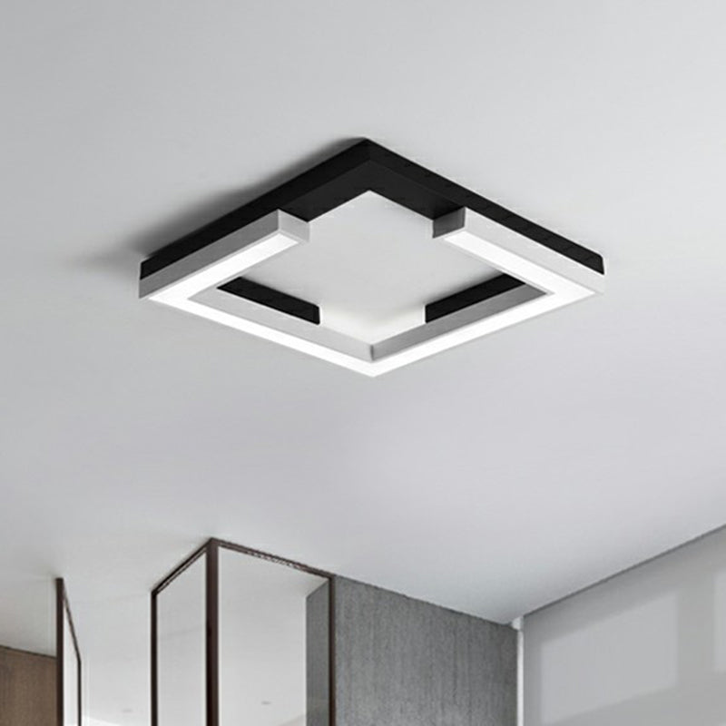 Nordic Style Square Acrylic LED Ceiling Lamp - Minimalist Black and White Flush Mount Lighting for Living Room