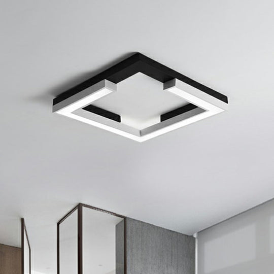 Nordic Style Square Acrylic LED Ceiling Lamp - Minimalist Black and White Flush Mount Lighting for Living Room