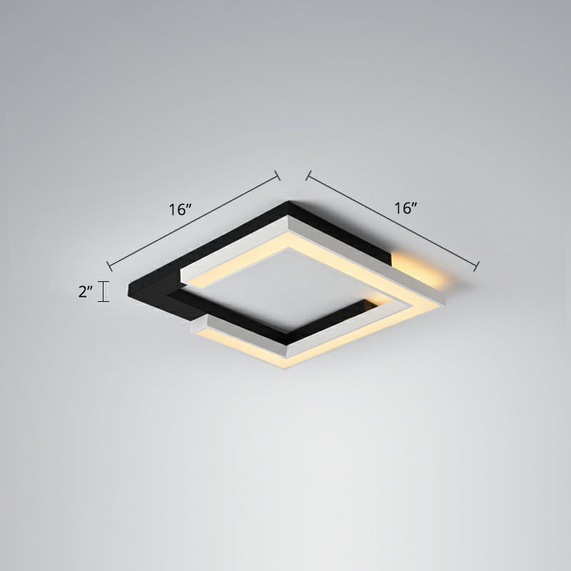 Nordic Style Square Acrylic LED Ceiling Lamp - Minimalist Black and White Flush Mount Lighting for Living Room
