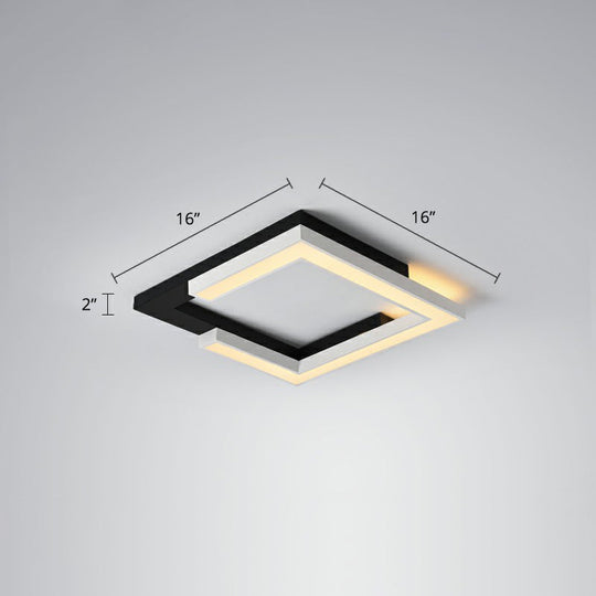 Nordic Style Square Acrylic LED Ceiling Lamp - Minimalist Black and White Flush Mount Lighting for Living Room