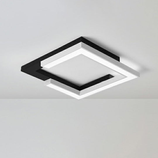 Nordic Style Square Acrylic LED Ceiling Lamp - Minimalist Black and White Flush Mount Lighting for Living Room