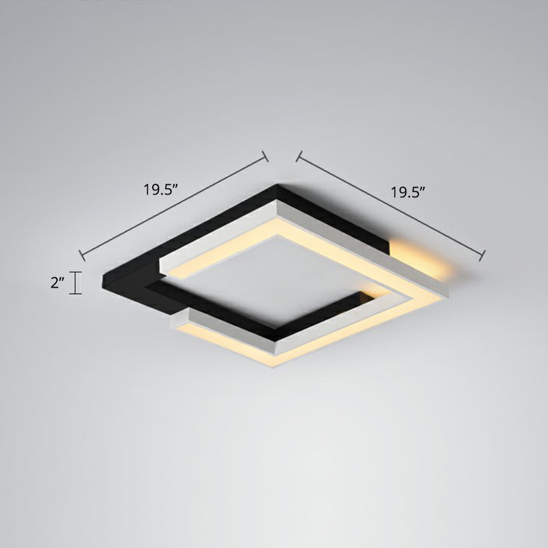 Nordic Style Square Acrylic LED Ceiling Lamp - Minimalist Black and White Flush Mount Lighting for Living Room