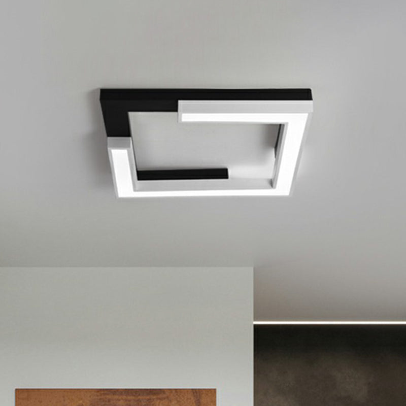 Nordic Style Square Acrylic LED Ceiling Lamp - Minimalist Black and White Flush Mount Lighting for Living Room