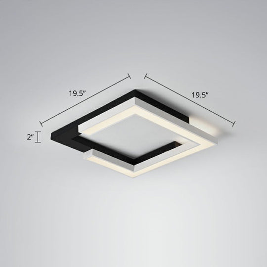 Nordic Style Square Acrylic LED Ceiling Lamp - Minimalist Black and White Flush Mount Lighting for Living Room