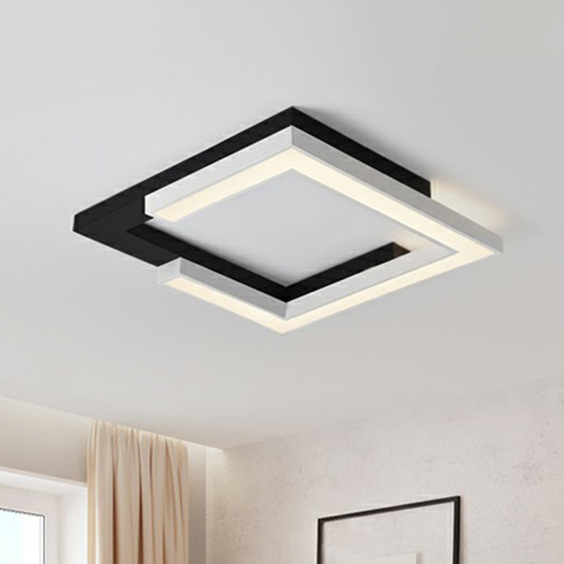 Nordic Style Square Acrylic Led Ceiling Lamp - Minimalist Black And White Flush Mount Lighting For