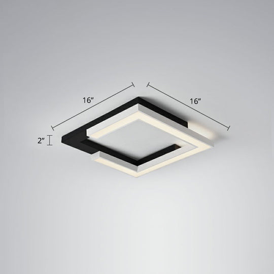 Nordic Style Square Acrylic LED Ceiling Lamp - Minimalist Black and White Flush Mount Lighting for Living Room