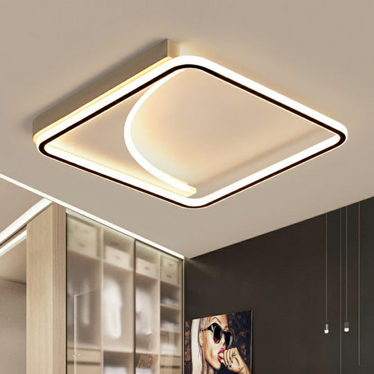 Black Square LED Flush Mount Ceiling Light with Minimalistic Design
