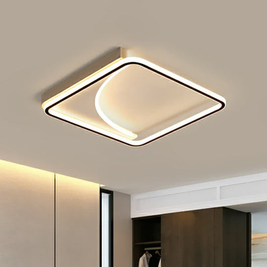 Black Square LED Flush Mount Ceiling Light with Minimalistic Design