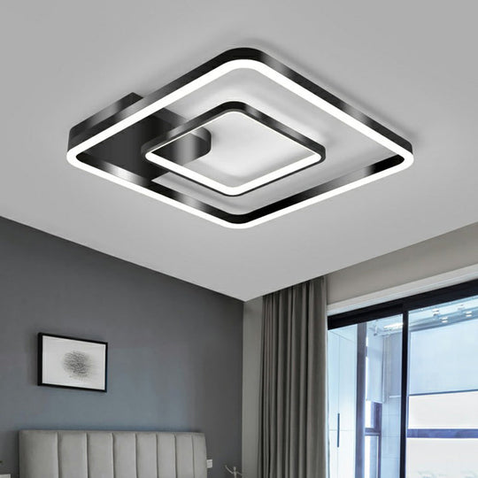 Plafonnier LED encastré minimaliste avec finition noire pour chambre à coucher - Cadre en métal