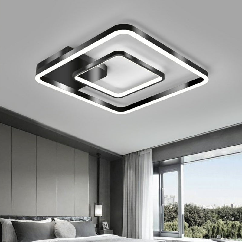 Plafonnier LED encastré minimaliste avec finition noire pour chambre à coucher - Cadre en métal
