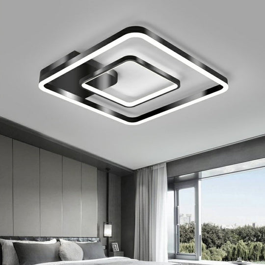 Plafonnier LED encastré minimaliste avec finition noire pour chambre à coucher - Cadre en métal