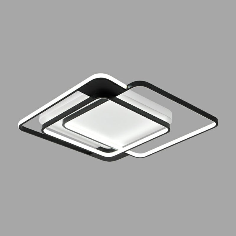 Modern Metal Black LED Square Flush Mount for Bedrooms