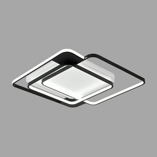 Modern Metal Black LED Square Flush Mount for Bedrooms