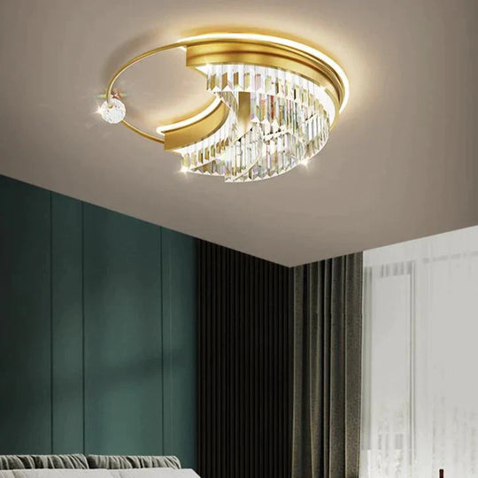 Plafonnier en cristal et cuivre pour salon et chambre à coucher, design moderne et luxueux