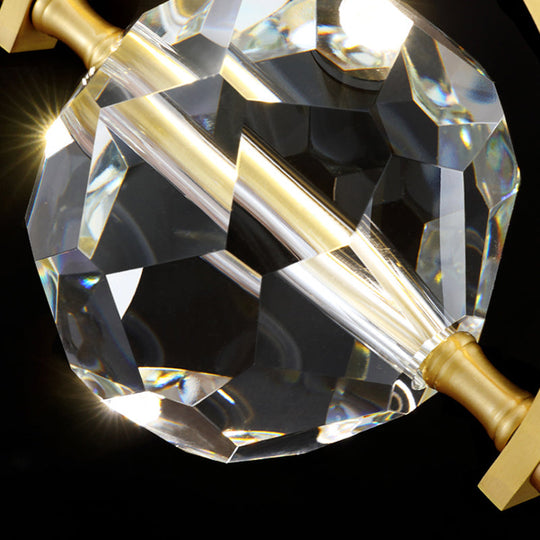 Minimalist Golden Crystal Ball LED Suspension Light for Bedroom - Beveled K9 Crystal Hanging Lamp