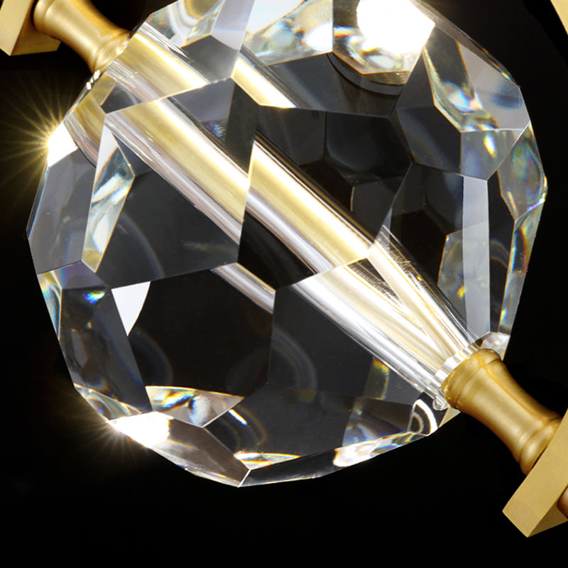 Beveled K9 Crystal Ball Led Hanging Lamp - Minimalist Golden Suspension Light For Bedrooms