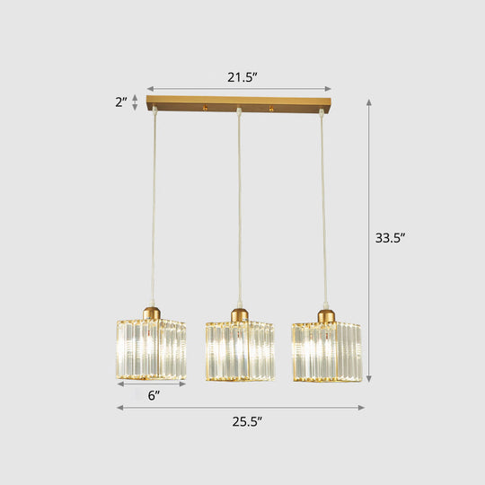 Modern Prismatic Crystal Geometric Suspension Pendant Lamp in Gold for Dining Room
