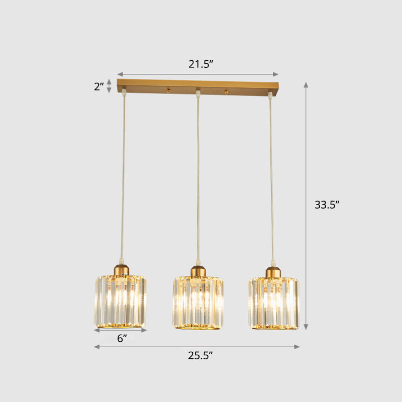 Modern Prismatic Crystal Geometric Suspension Pendant Lamp in Gold for Dining Room