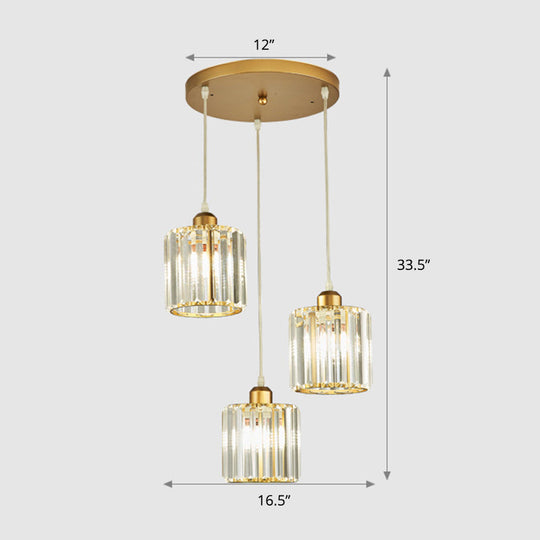 Modern Prismatic Crystal Geometric Suspension Pendant Lamp in Gold for Dining Room
