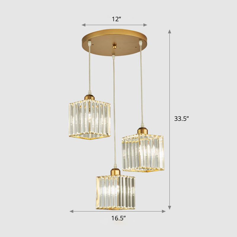Modern Prismatic Crystal Geometric Suspension Pendant Lamp in Gold for Dining Room