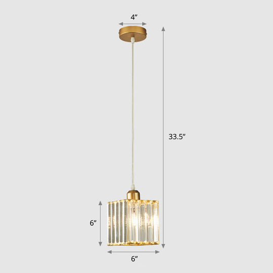 Modern Prismatic Crystal Geometric Suspension Pendant Lamp in Gold for Dining Room