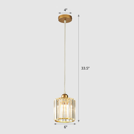 Modern Prismatic Crystal Geometric Suspension Pendant Lamp in Gold for Dining Room