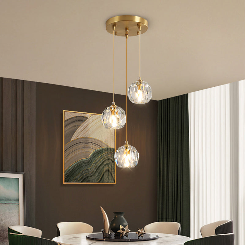 Minimalist Gold Finish Crystal Ball Pendant Light - Ideal For Restaurants