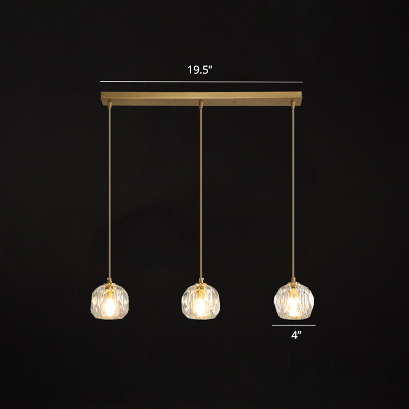 Minimalist Gold Crystal Ball Pendant Light for Restaurants - Elegant Suspension Lamp