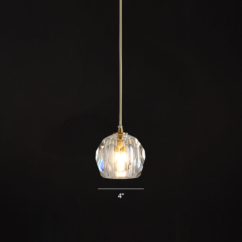 Minimalist Gold Finish Crystal Ball Pendant Light - Ideal For Restaurants / 4