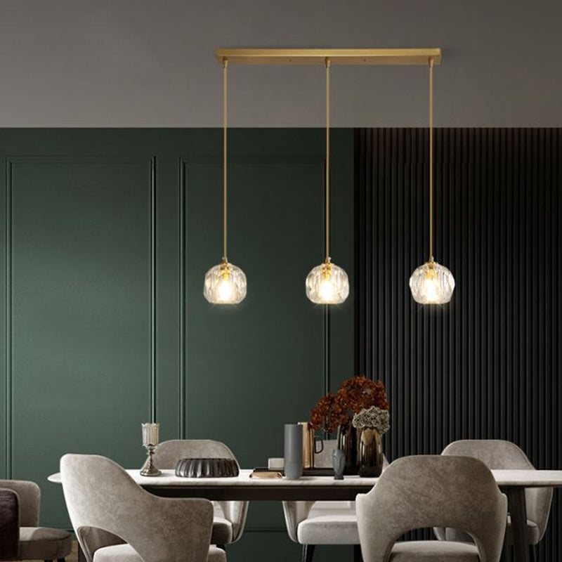 Minimalist Gold Finish Crystal Ball Pendant Light - Ideal For Restaurants