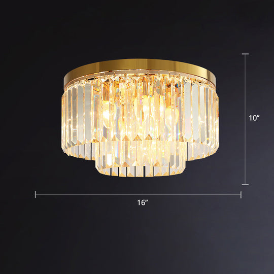 Minimalist Gold Crystal Prism Flush-Mount Ceiling Light for Bedroom