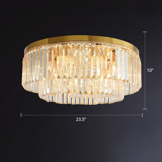 Minimalist Gold Crystal Prism Flush-Mount Ceiling Light for Bedroom