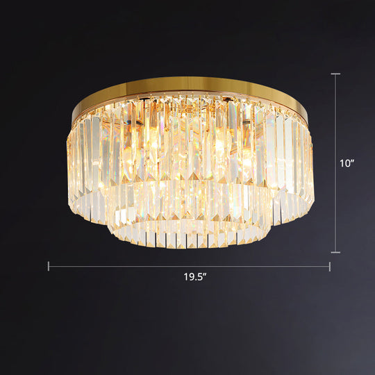 Minimalist Gold Crystal Prism Flush-Mount Ceiling Light for Bedroom