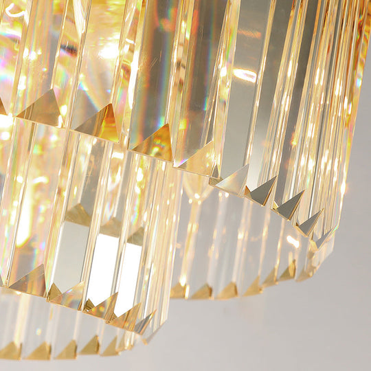 Minimalist Gold Crystal Prism Flush-Mount Ceiling Light For Bedroom