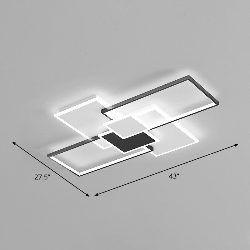Modern Overlap Ceiling Light: Stylish Metal Flush Mount Fixture For Bedrooms Black / 43